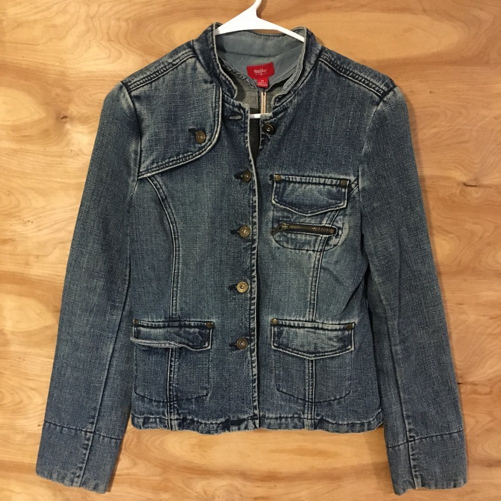 Mossimo Womens Medium Jean Jacket biker Button